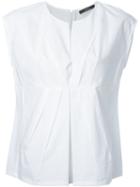 Odeeh Front Pleat Blouse, Women's, Size: 38, White, Cotton