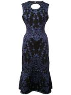 Hervé Léger Printed Sleeveless Fishtail Dress - Blue