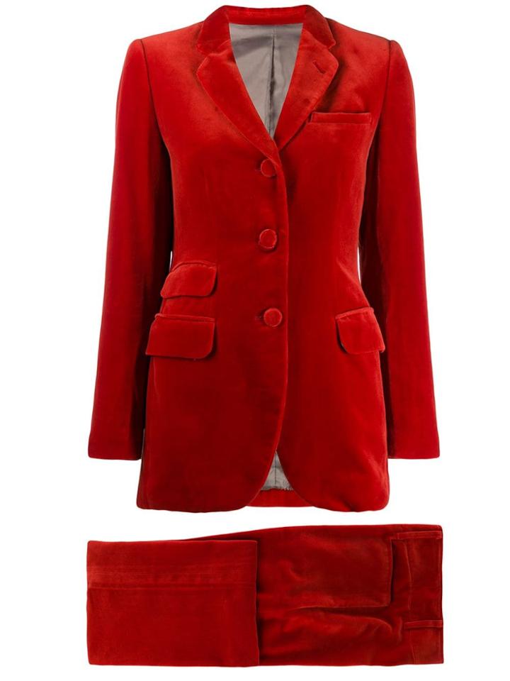 Jean Paul Gaultier Pre-owned Single Breasted Velvet Suit - Red