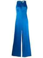 Semicouture Round Neck Flared Jumpsuit - Blue
