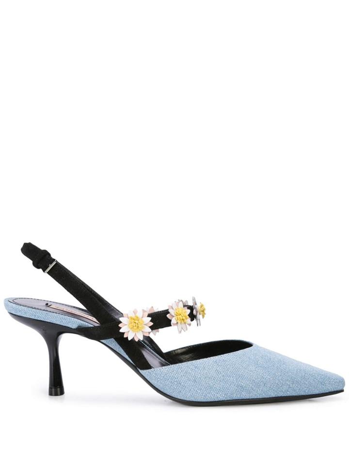 Fabrizio Viti Floral Mules - Blue