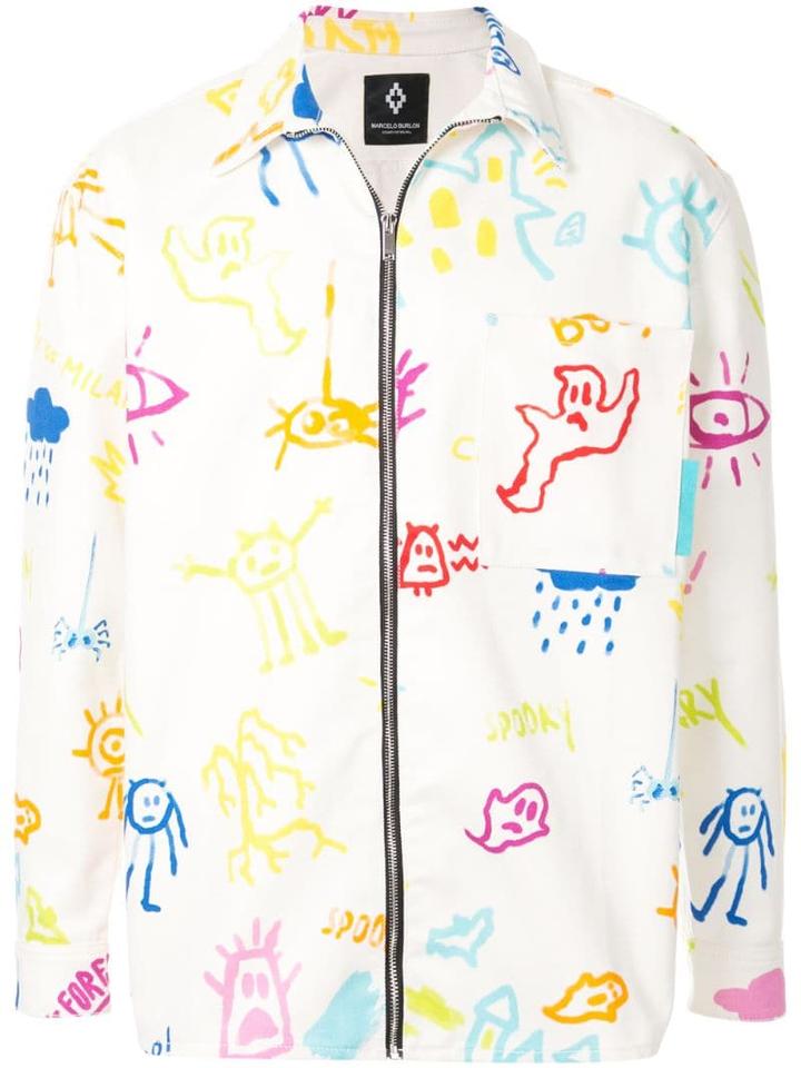Marcelo Burlon County Of Milan Printed Zip-up Denim Jacket -