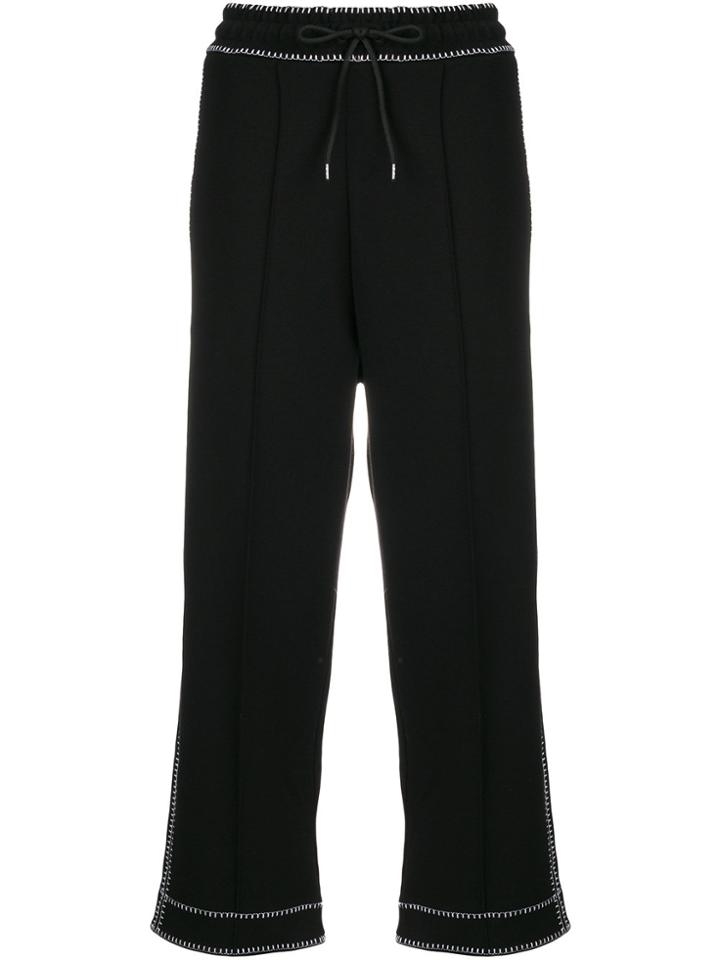 Mcq Alexander Mcqueen Contrast Cropped Track Pants - Black
