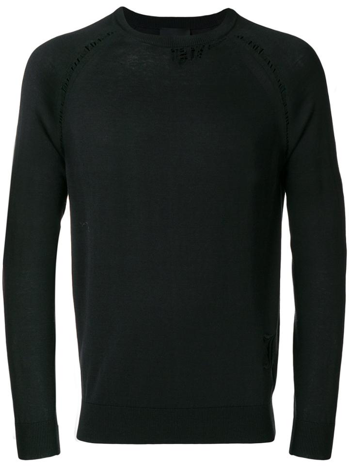 John Richmond Distressed Detail Sweater - Black