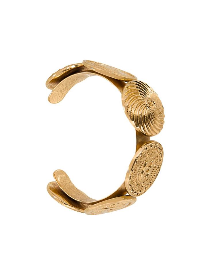 Chanel Vintage Cc Logo Medallion Bangle - Metallic
