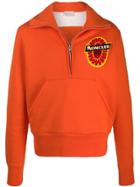 Moncler Logo-embroidered Zip-up Sweatshirt - Orange