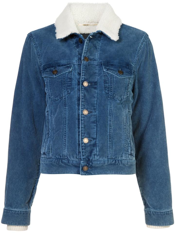 Saint Laurent Shearling Lined Corduroy Jacket - Blue