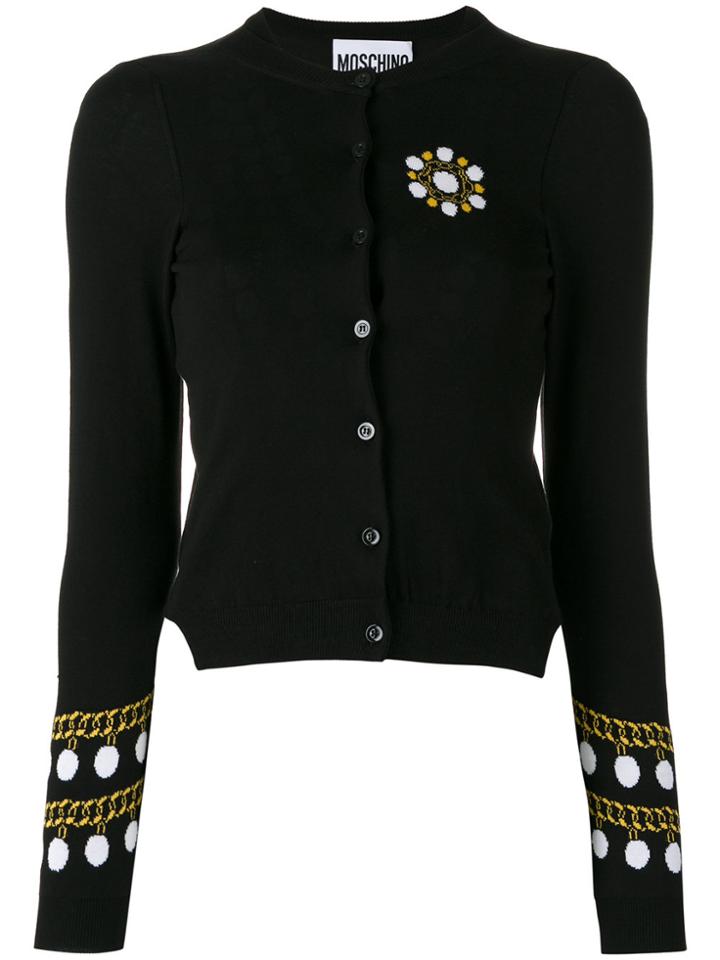 Moschino Pearl And Chain Intarsia Cardigan - Black