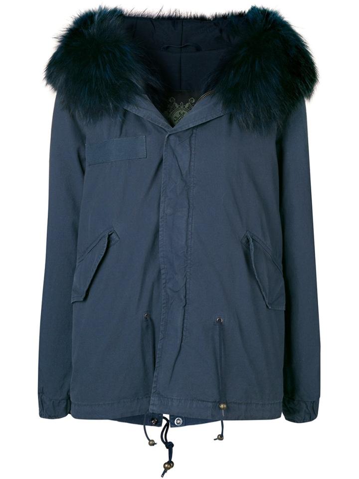 Mr & Mrs Italy Trimmed Hooded Parka - Blue