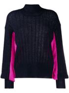 Maison Flaneur Turtleneck Two-tone Jumper - Blue