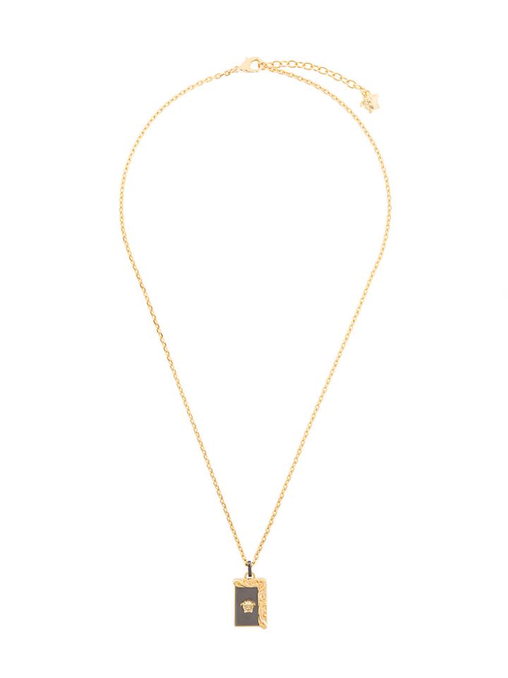 Versace Barocco Border Pendant Necklace - Metallic