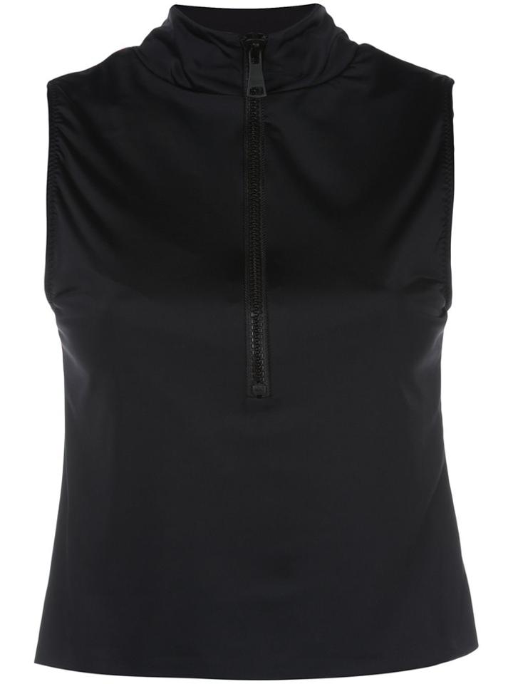 Natasha Zinko Half-zip Sleeveless Top - Black