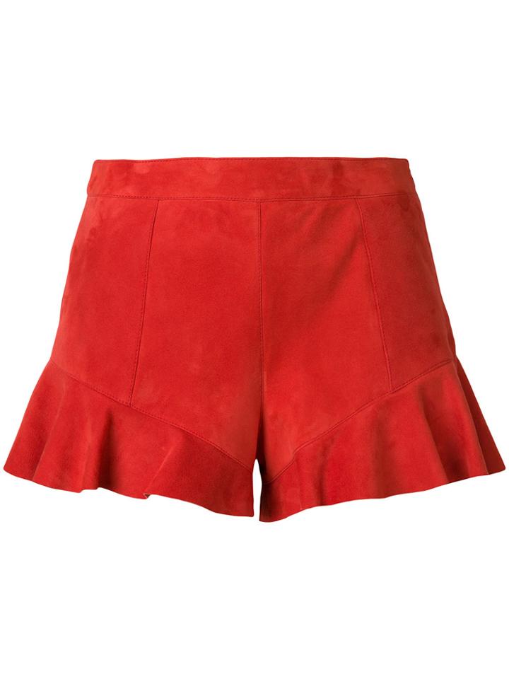 Drome Ruffled Hem Shorts - Red