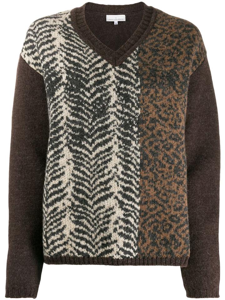 Pierre-louis Mascia Animal Print Knitted Jumper - Brown