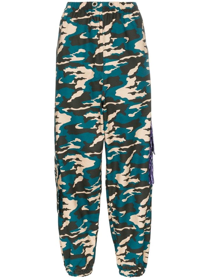 Natasha Zinko Camo Print Drop Waist Utility Pocket Sweatpants -