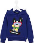 Dsquared2 Kids Snowboarding Dog Print Hoodie, Boy's, Size: 10 Yrs, Blue