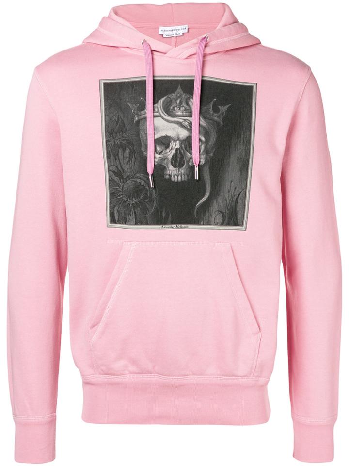 Alexander Mcqueen Crowned Skull Print Hoodie - Pink & Purple