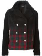 Versus Plaid Fur Collar Jacket