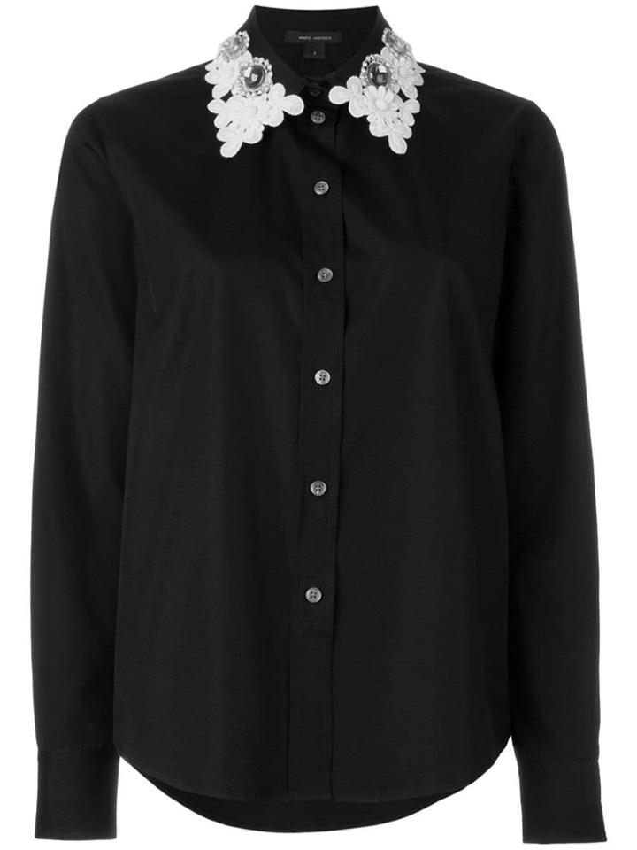 Marc Jacobs Contrasted Embroidered Collar Shirt - Black