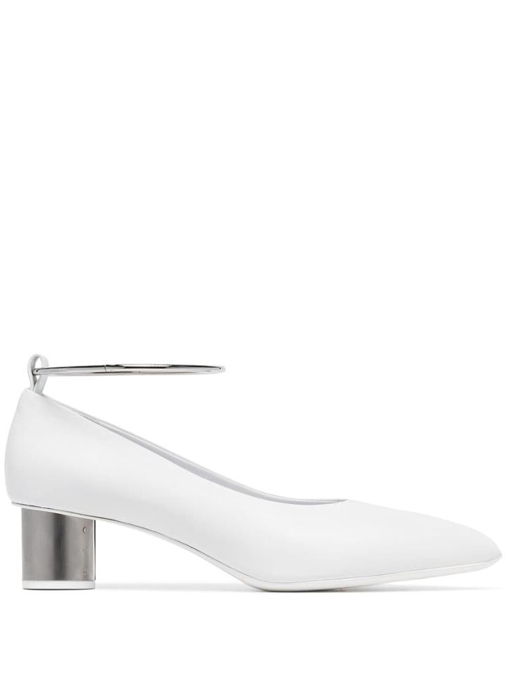 Jil Sander White 40 Ankle Strap Leather Pumps