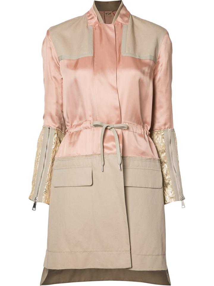 No21 Panelled Trench Coat - Pink & Purple