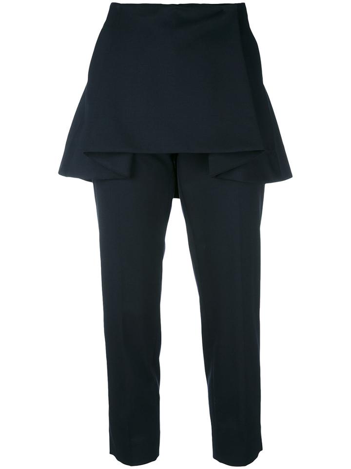Dorothee Schumacher - Frill Flap Trousers - Women - Spandex/elastane/virgin Wool - 1, Blue, Spandex/elastane/virgin Wool