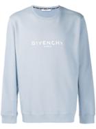 Givenchy Logo Print Crew Neck Sweatshirt - Blue