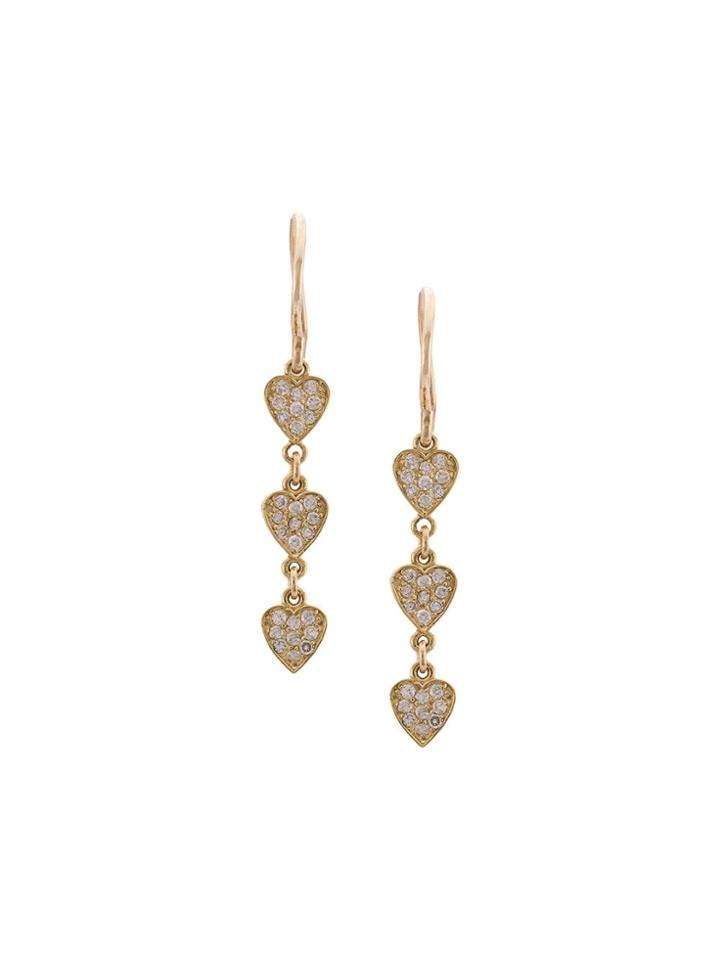 Jennifer Meyer Trio Heart Drop Earrings - Gold