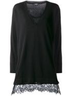 Twin-set Lace Inserts Sweater Dress - Black