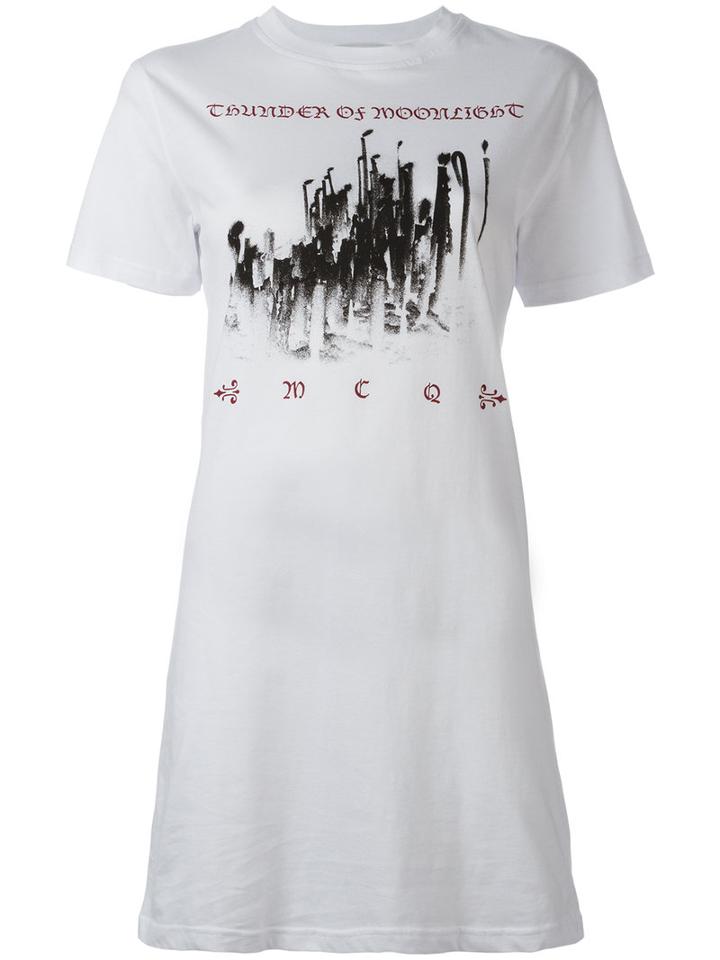 Mcq Alexander Mcqueen Printed T-shirt Dress, Women's, Size: Large, White, Cotton