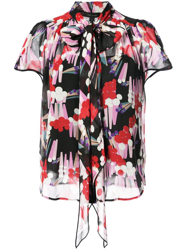 Marc Jacobs - Tie Neck Blouse - Women - Silk - 4, Black, Silk