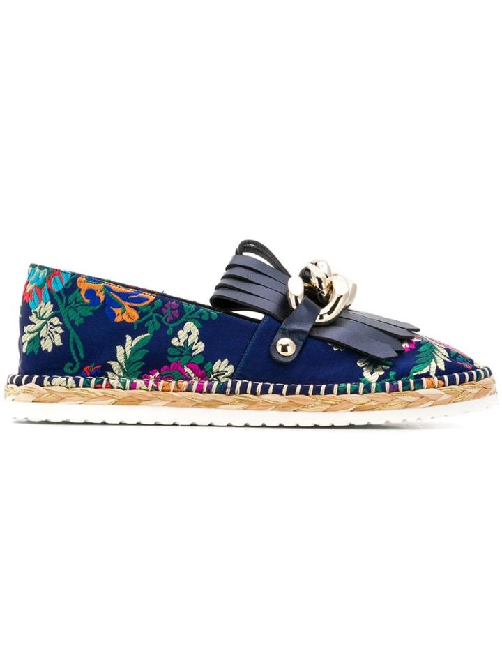 Casadei Floral Embroidered Espadrilles - Blue