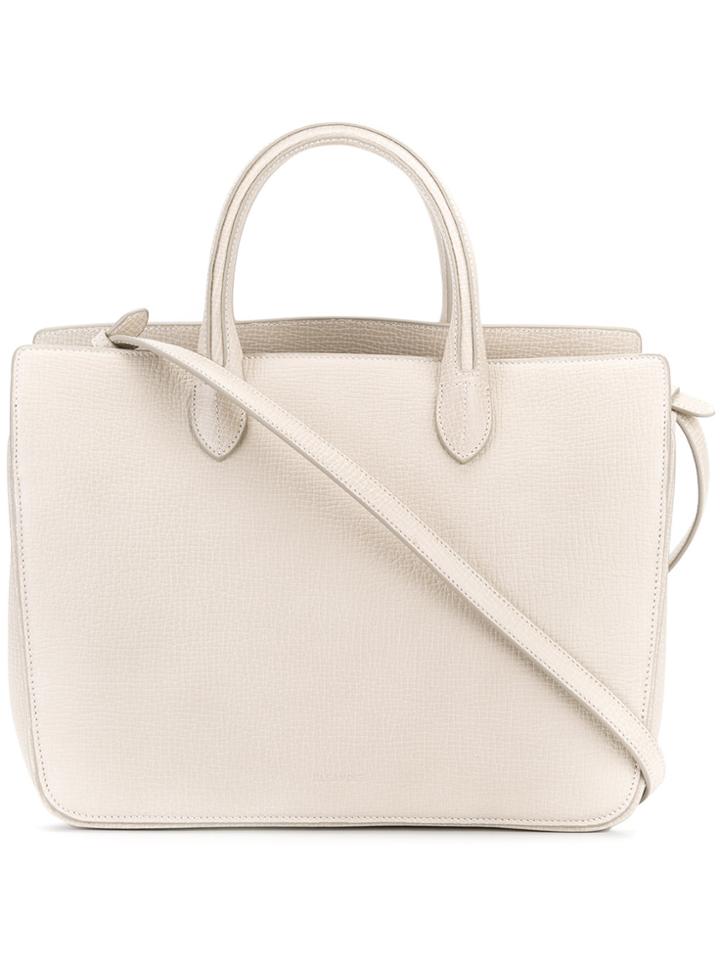 Jil Sander Textured Leather Tote - Grey