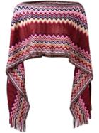 Missoni Zig-zag Pattern Knit Poncho, Women's, Pink/purple, Acrylic/polyamide/polyester/wool