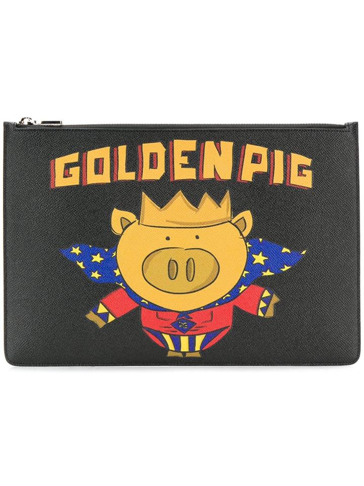 Dolce & Gabbana Golden Pig Pouch - Black