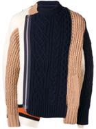 Sacai Color-block Knitted Zip Up Jacket - Blue