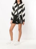 Nk Collection Striped Leather Jacket - Black
