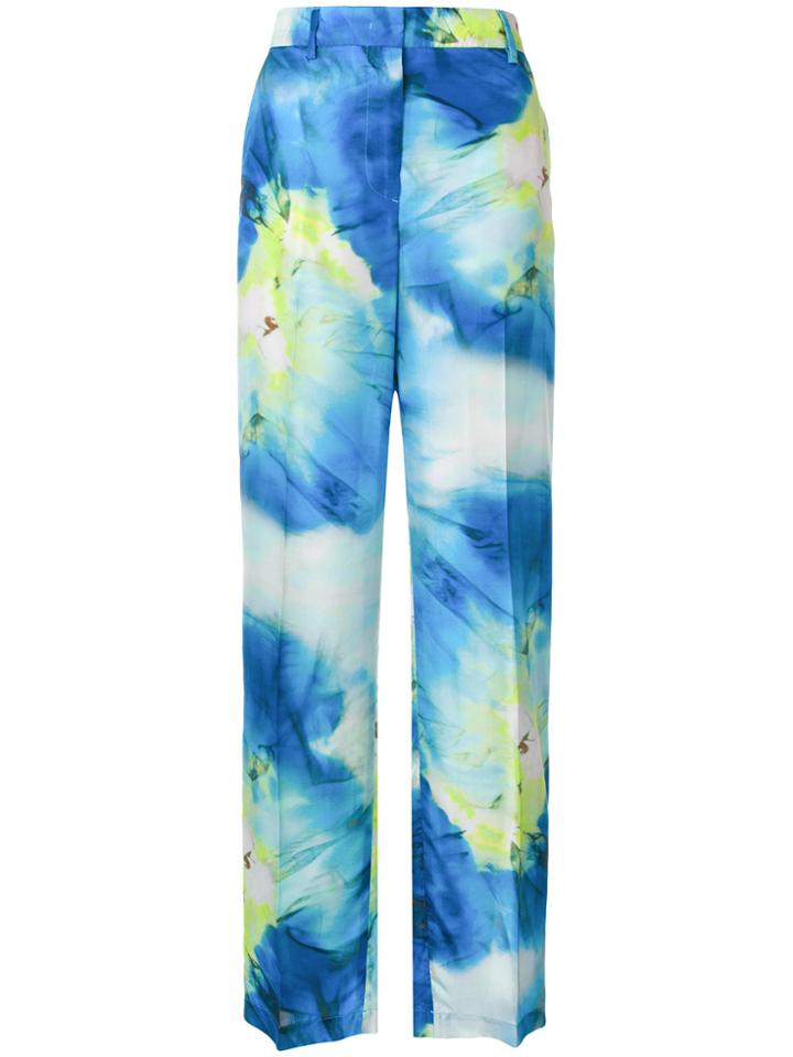 Msgm Abstract Print Tailored Trousers - Blue