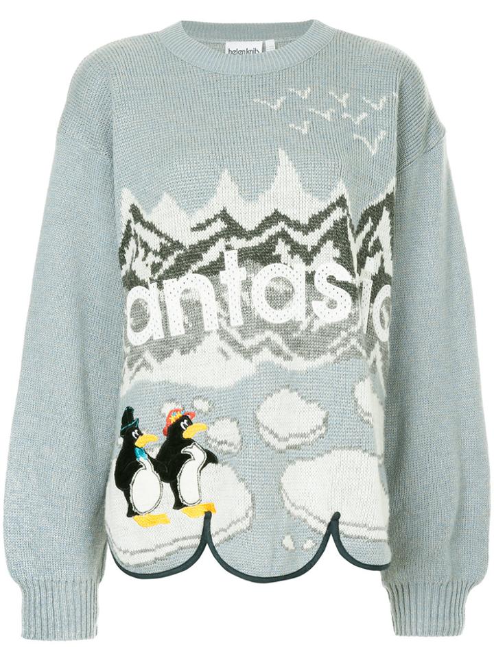 Yeah Right! Fantastic Penguin Knit Sweater - Blue