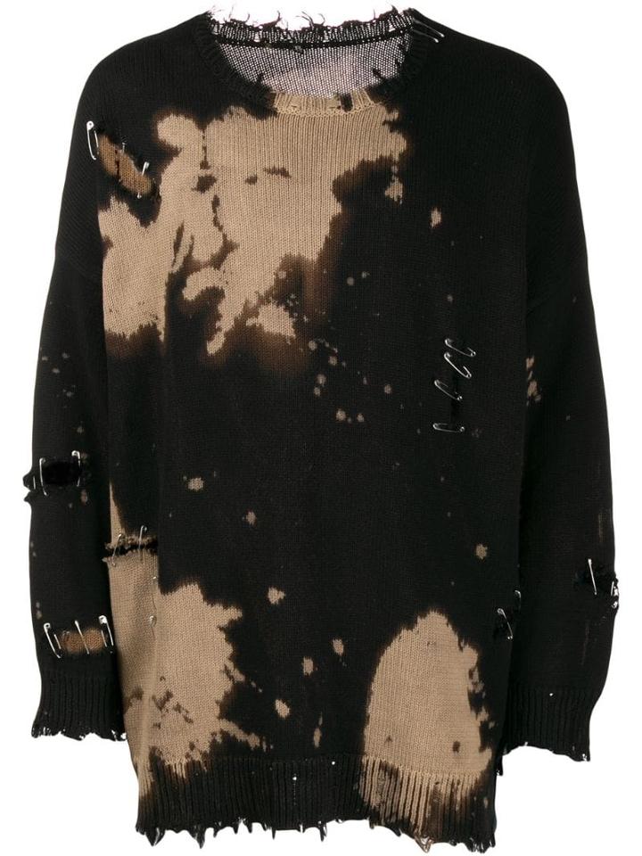 R13 Two Tone Distressed Jumper - Black