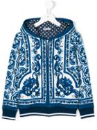 Dolce & Gabbana Kids - Majolica Print Zip Hoodie - Kids - Cotton - 8 Yrs, Blue