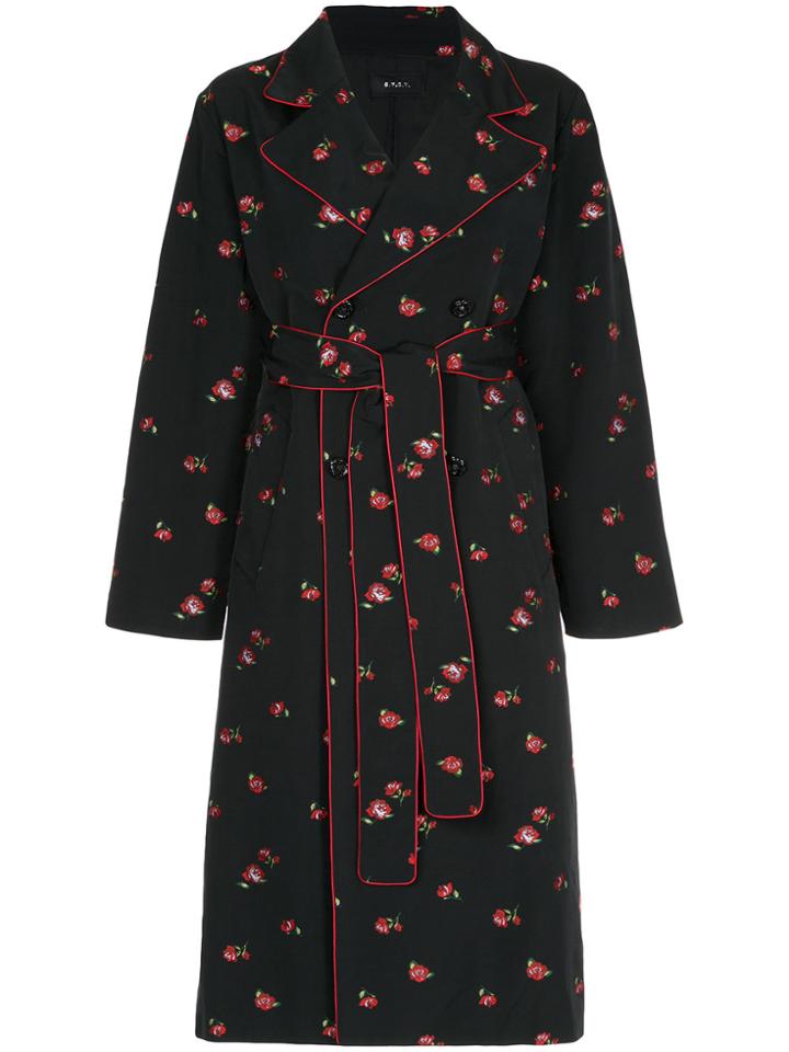 G.v.g.v. Tie Waist Notch Collar Coat - Black