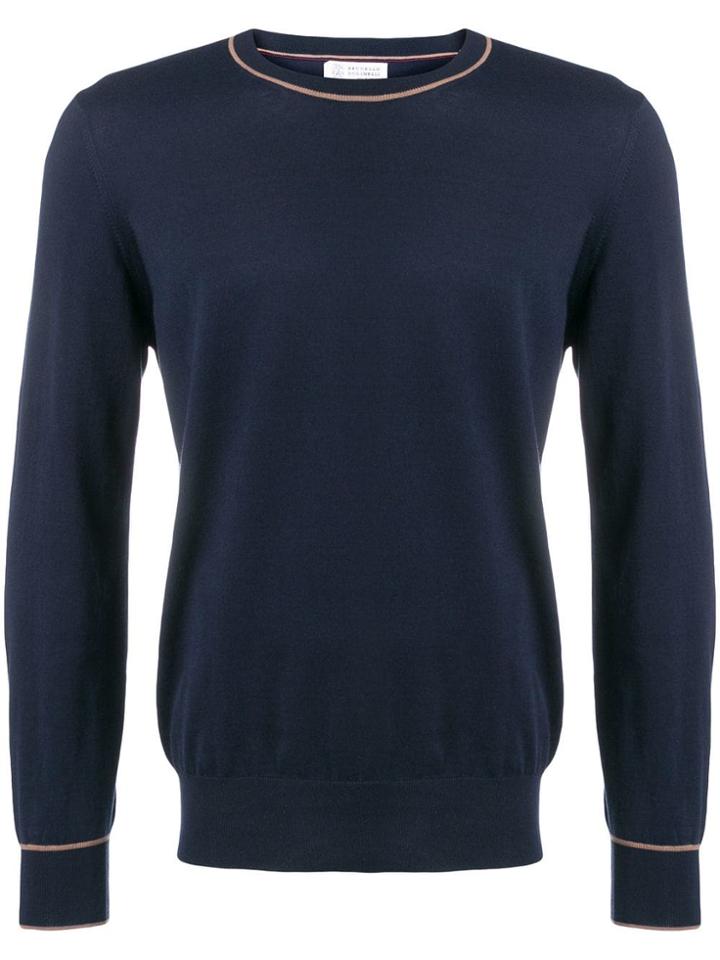 Brunello Cucinelli Round Neck Fine Knit Sweater - Blue