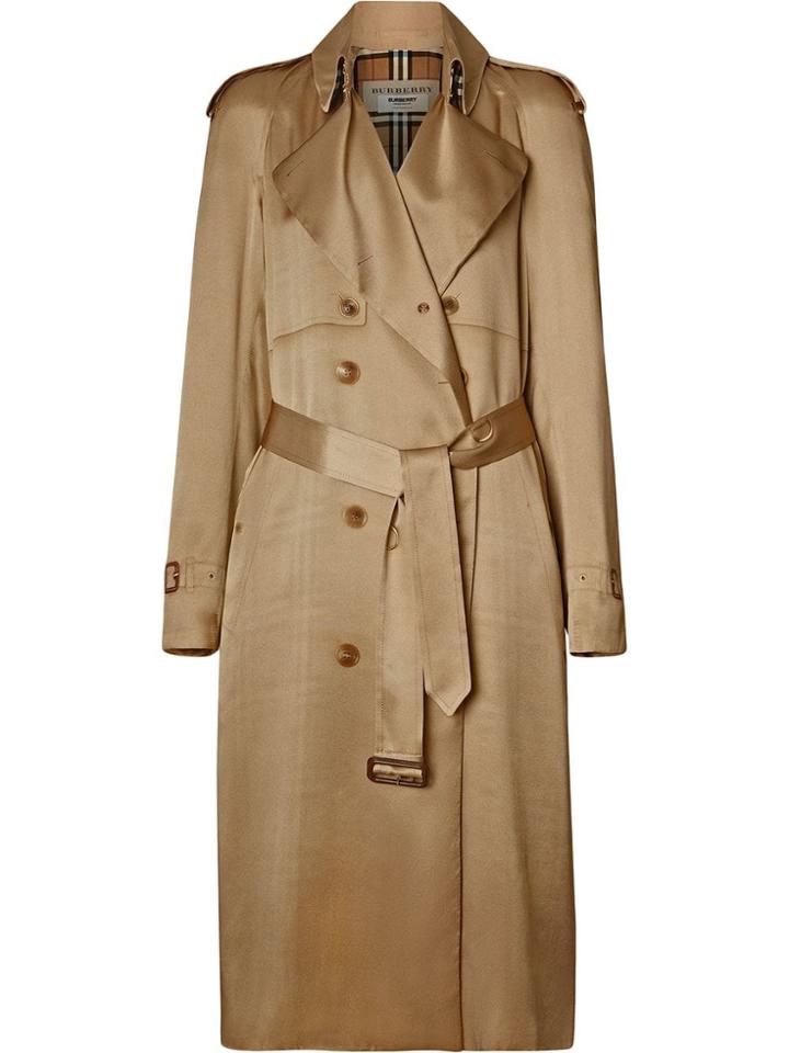 Burberry Silk Wrap Trench Coat - Neutrals