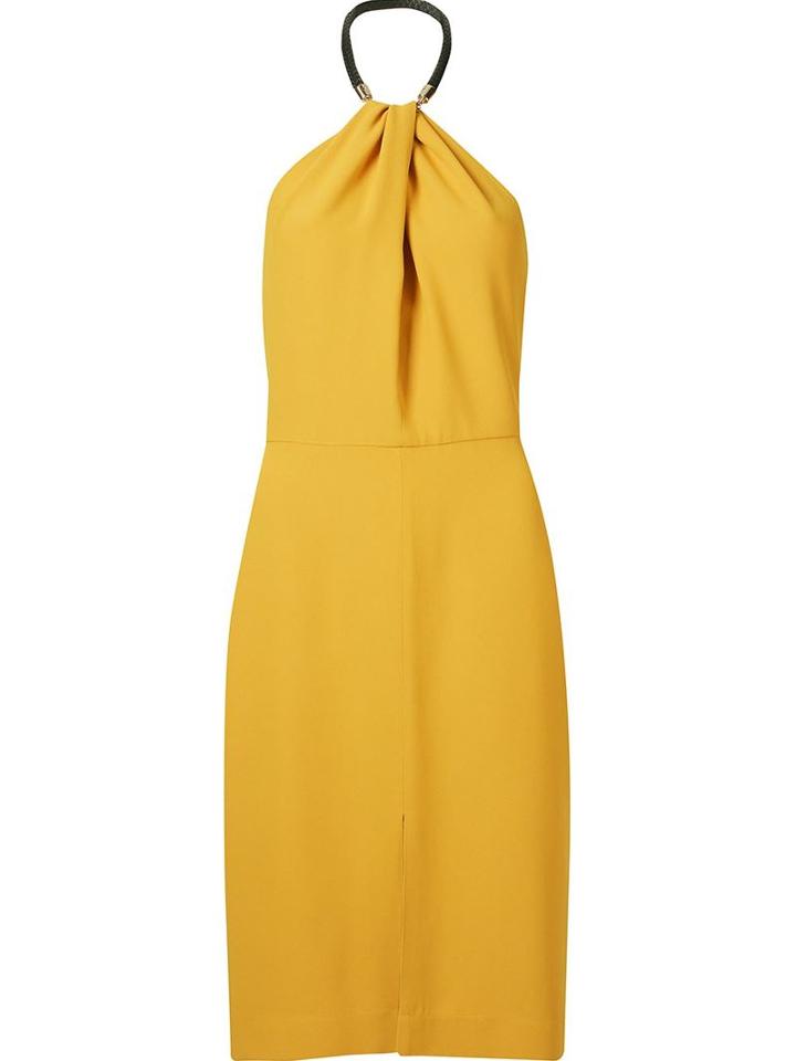 Andrea Marques Wrap Detail Midi Dress, Women's, Size: 40, Yellow/orange, Acetate/viscose