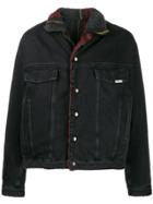 Represent Shearling Trim Denim Jacket - Black