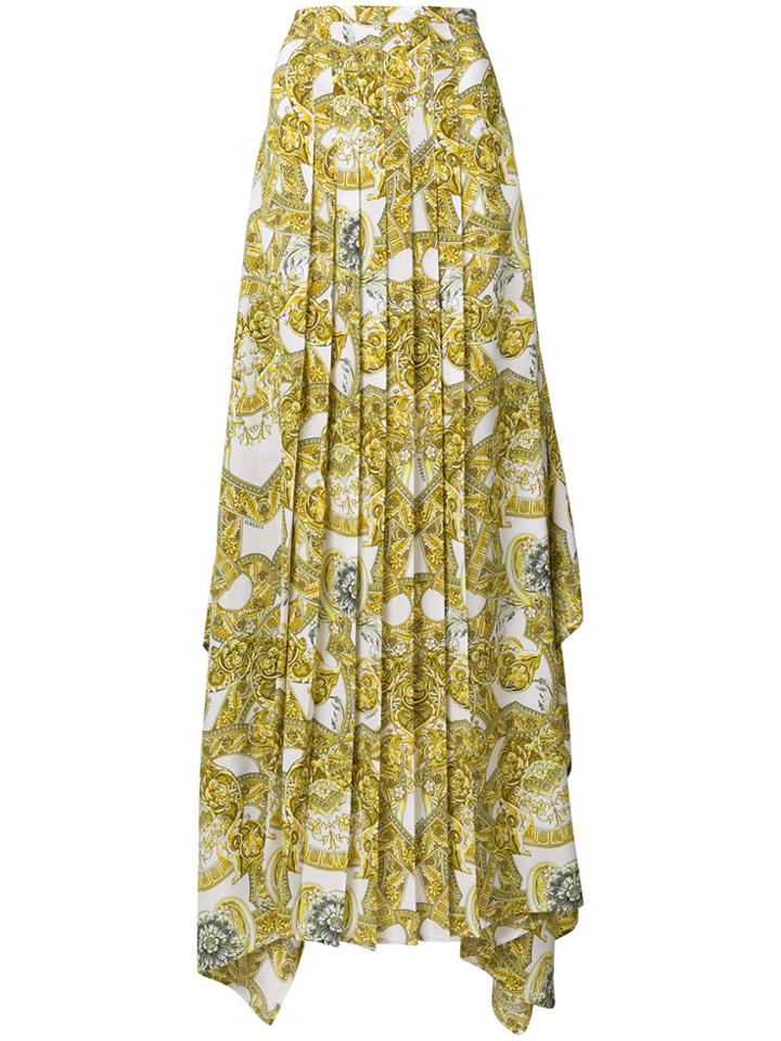 Versace Baroque Pleated Maxi Skirt - Yellow & Orange