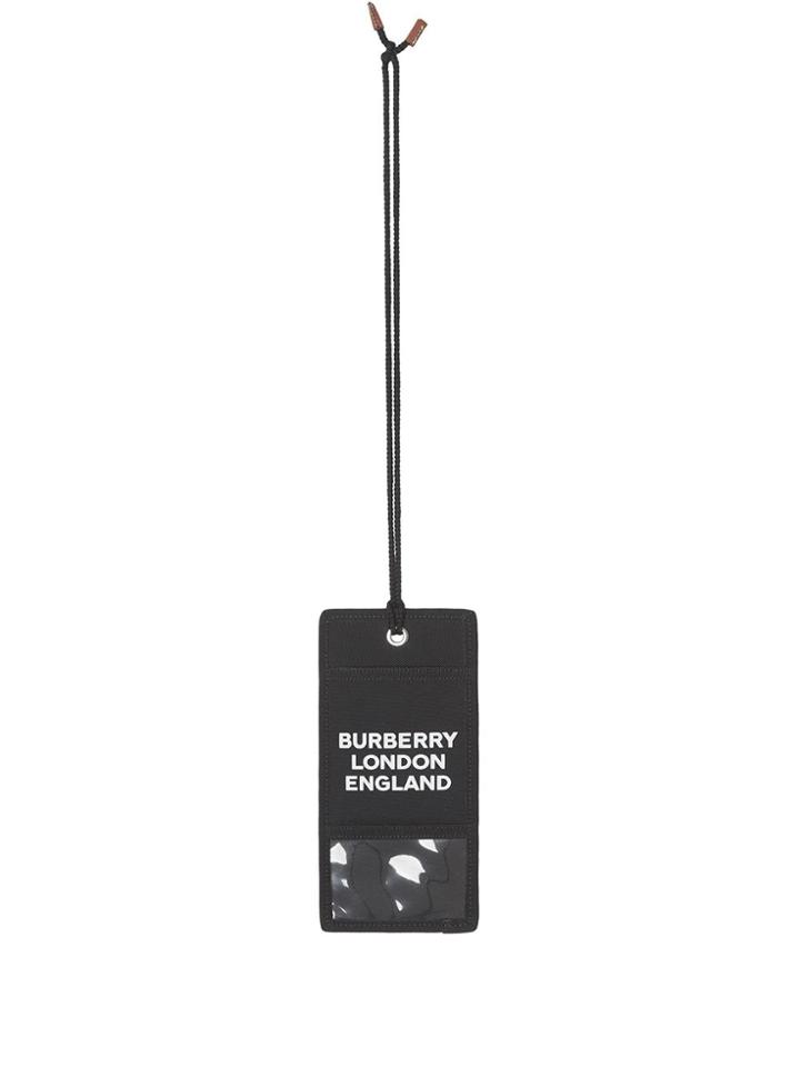 Burberry Logo Print Card Case Lanyard - Black