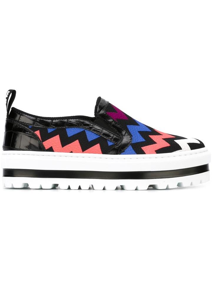 Msgm Chevron Pattern Slip-on Platform Sneakers