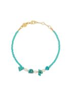 Anni Lu 18k Gold-plated Emmanuelle Turquoise Beaded Bracelet - Blue